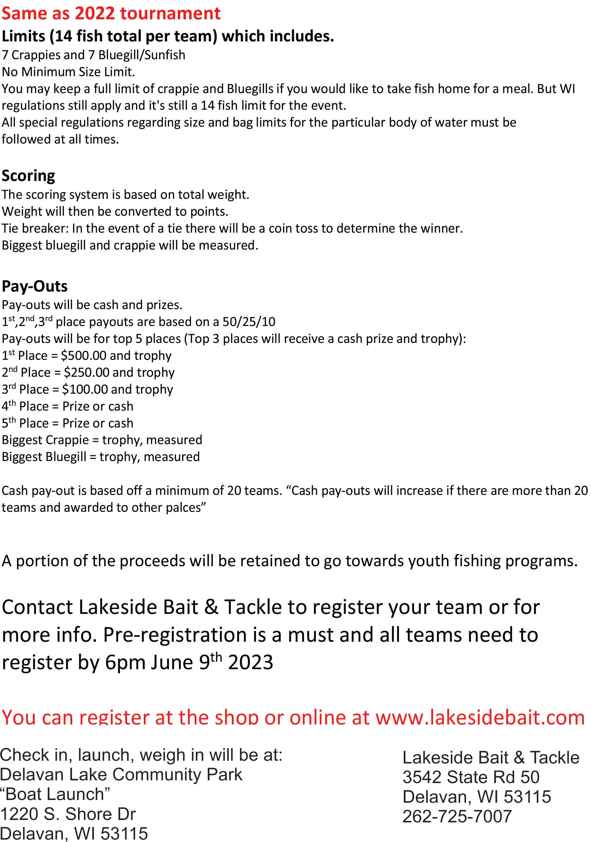 PANFISH TOURNAMENT ENTRY TICKET